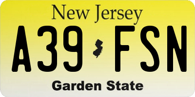 NJ license plate A39FSN