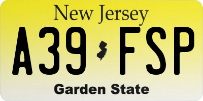 NJ license plate A39FSP