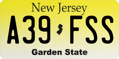 NJ license plate A39FSS