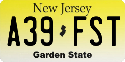 NJ license plate A39FST