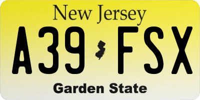 NJ license plate A39FSX