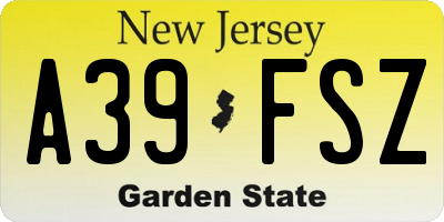 NJ license plate A39FSZ