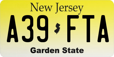 NJ license plate A39FTA