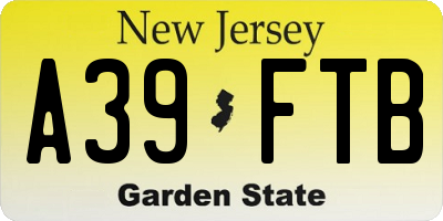 NJ license plate A39FTB