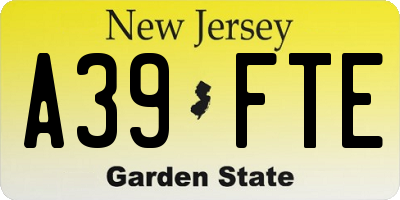 NJ license plate A39FTE
