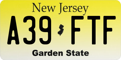 NJ license plate A39FTF
