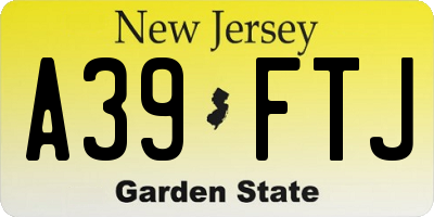 NJ license plate A39FTJ