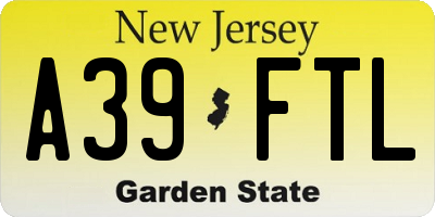 NJ license plate A39FTL