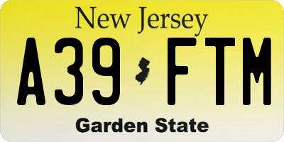 NJ license plate A39FTM