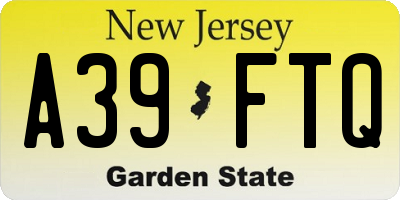 NJ license plate A39FTQ