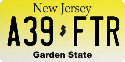 NJ license plate A39FTR