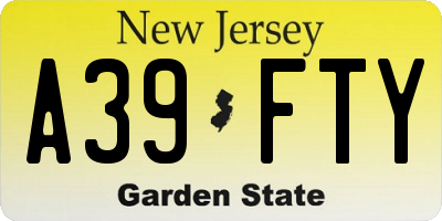 NJ license plate A39FTY