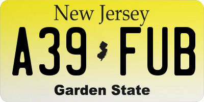 NJ license plate A39FUB