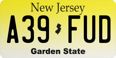 NJ license plate A39FUD