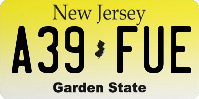 NJ license plate A39FUE