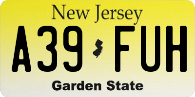 NJ license plate A39FUH