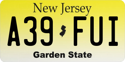 NJ license plate A39FUI