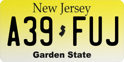 NJ license plate A39FUJ