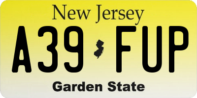 NJ license plate A39FUP