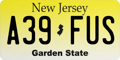 NJ license plate A39FUS