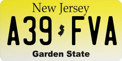 NJ license plate A39FVA