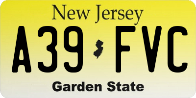 NJ license plate A39FVC