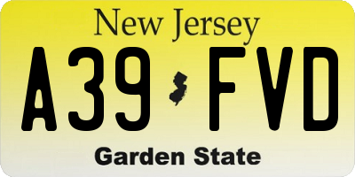 NJ license plate A39FVD