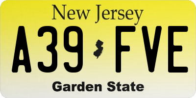 NJ license plate A39FVE