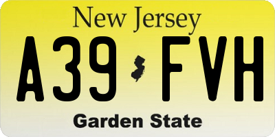 NJ license plate A39FVH