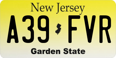 NJ license plate A39FVR