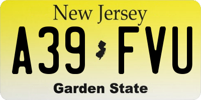 NJ license plate A39FVU