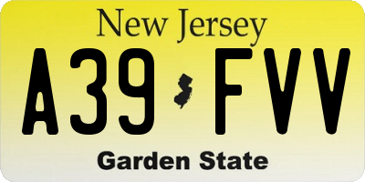 NJ license plate A39FVV