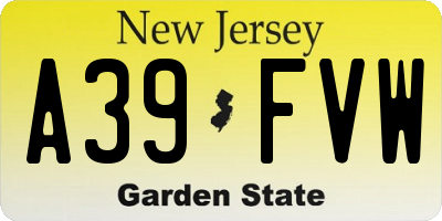 NJ license plate A39FVW
