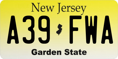 NJ license plate A39FWA