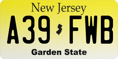 NJ license plate A39FWB