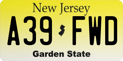 NJ license plate A39FWD