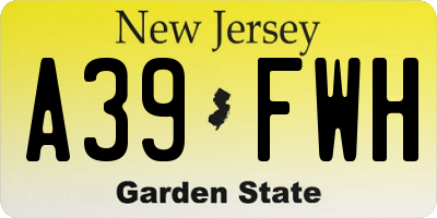 NJ license plate A39FWH