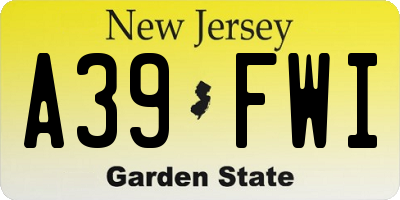 NJ license plate A39FWI