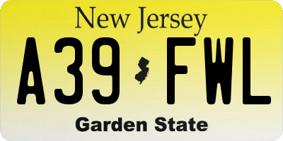NJ license plate A39FWL