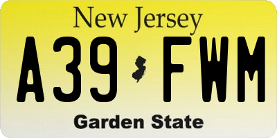 NJ license plate A39FWM