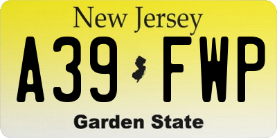 NJ license plate A39FWP