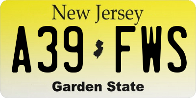 NJ license plate A39FWS