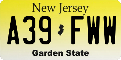 NJ license plate A39FWW