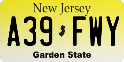 NJ license plate A39FWY
