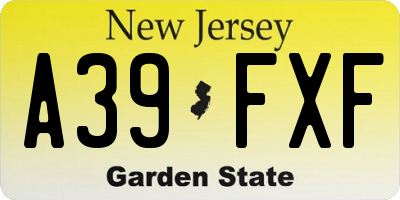 NJ license plate A39FXF