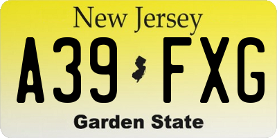 NJ license plate A39FXG