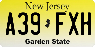 NJ license plate A39FXH