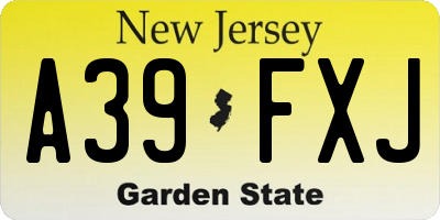 NJ license plate A39FXJ