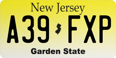 NJ license plate A39FXP