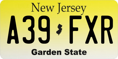 NJ license plate A39FXR